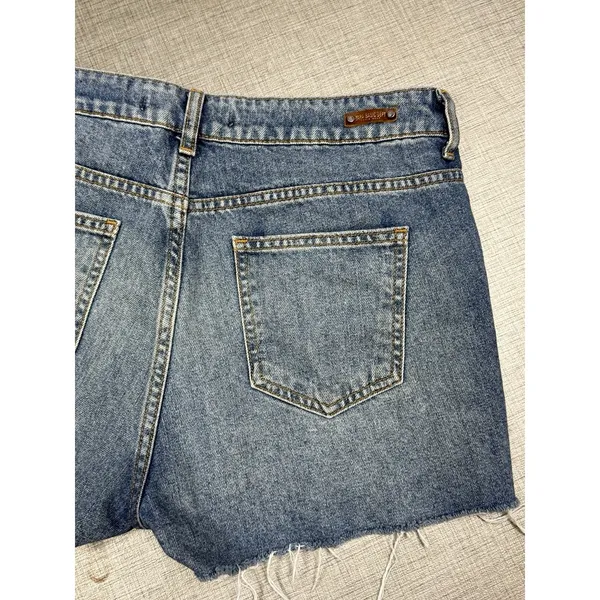 Zara Basic Z1975 Denim Cut Off Shorts Blue Women's Size‎ 6 Beaded Embrodiered - Image 2