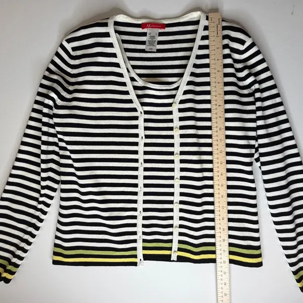 AK Anne Klein Striped Knit Cardigan Sweater Tank Top Set Size L/PL Mod Layering‎ - Image 10