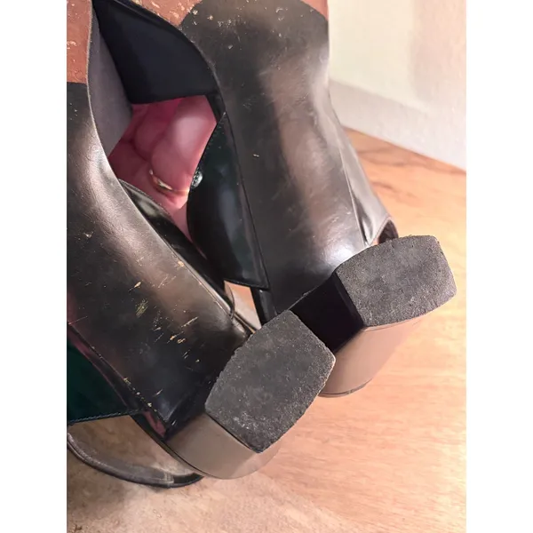 Vintage Stuart Weitzman Black Fabric Slingback Sandals Heels TM 40603 Size 7.5 B - Image 10