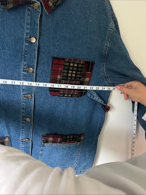 Vintage Zana Di 90s plaid trim denim barn jacket 🔷 - Image 6