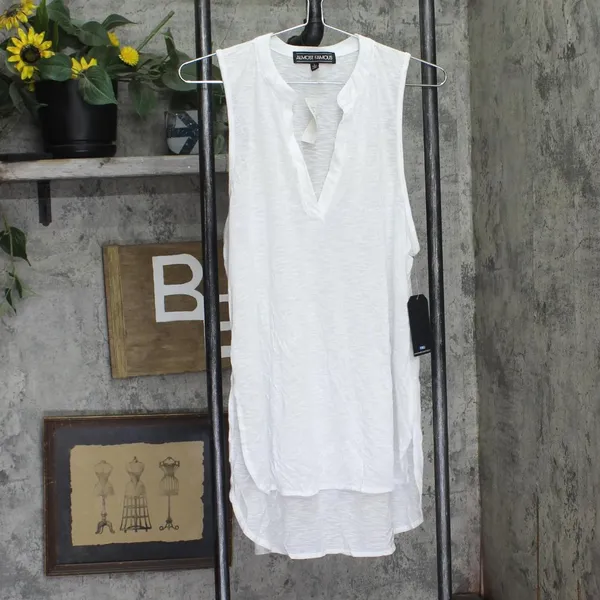 NWT Almost Famous Juniors Sleeveless Utility Tunic Shirt top White L - Image 2