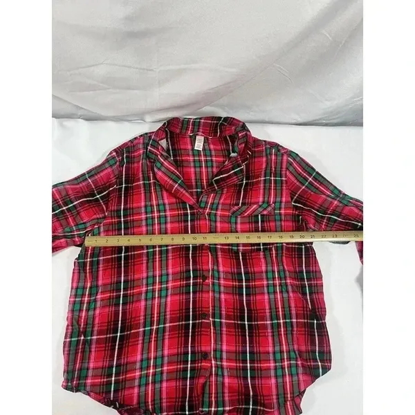 Victorias Secret Red Black Plaid 2 Piece Pajama Set Size XL - Image 4
