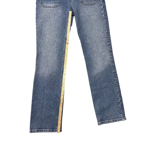 Reformation Jeans Size 29 Inari Blue High Rise Patch Pocket Button Fly Straight - Image 12