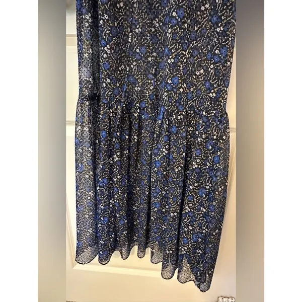 Banana Republic Black Blue Long Sleeve Laxi Sheer Dress Women's Sz 0 - Image 12
