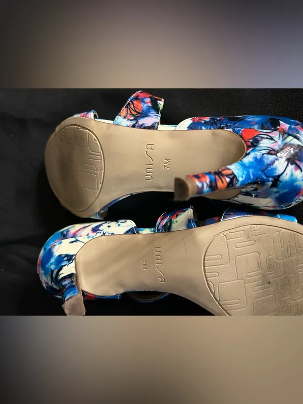 Unisa Women’s Blue Floral Open-Toe Women's Dress 3.5” Heels SZ 7 - Image 11