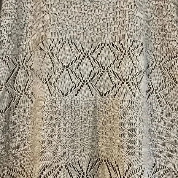 Lumiere Women’s Tan Knit Crochet Poncho Blouse One Size - Image 2