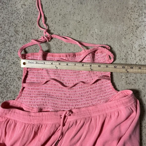 Lillusory Pink Cottagecore Smocked Halter Maxi Dress Tiered‎ Ruffle Boho Dress S - Image 7