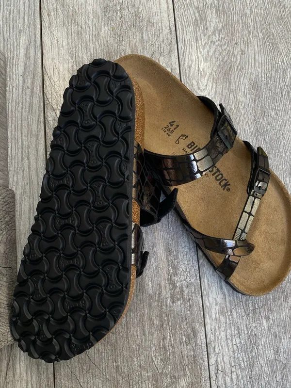 Birkenstock Women's Mayari Microfiber Gator Gleam Black Sandals EU-41 US-10 - Image 7