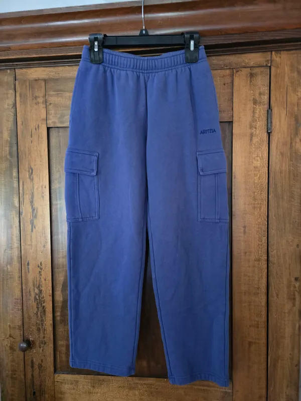 Aritzia Wide-Leg Cargo Joggers in Cobalt Blue Xs - Image 4