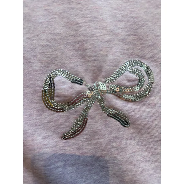 Talbots Lavender Sweatshirt with Silver Sequin Bows | Small - Image 5