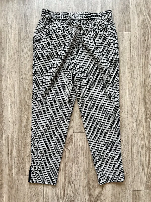 Anthropologie Larkin Jacquard Trouser Pants in Black Motif Size S - Image 9