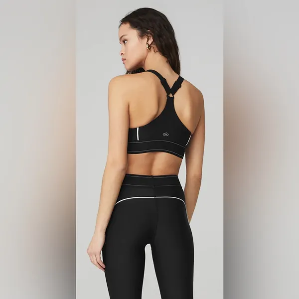 NWT Alo Yoga Airlift Suit Up Removable Pads, adjustable straps Black & White XS - Image 5