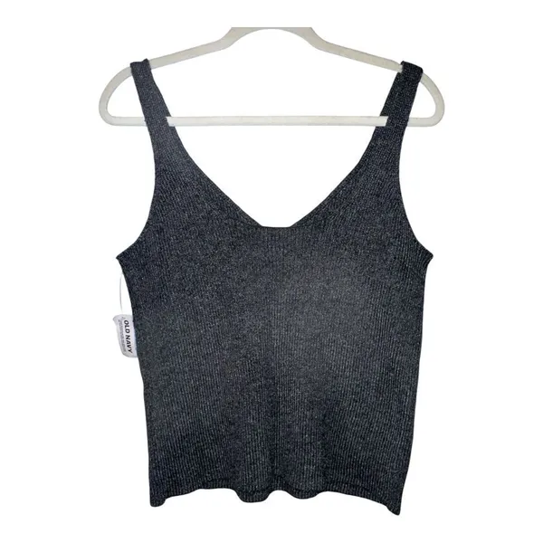 Old Navy Womens Gray Ribbed V-Neck Sweater Tank,‎ Large - Image 3