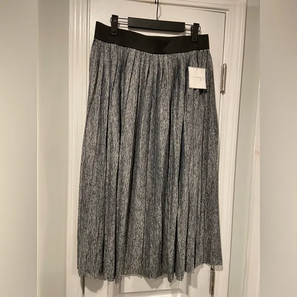 NWT Sag Harbor Size L Gray Heather Pleated Elastic Waist Lightweight Maxi Skirt - Image 5