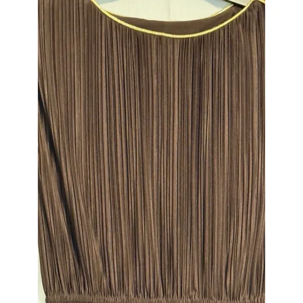 Vintage Hal Ferman Brown Pleated A-Line Dress disco 1970’s - no sz - see pics - Image 2