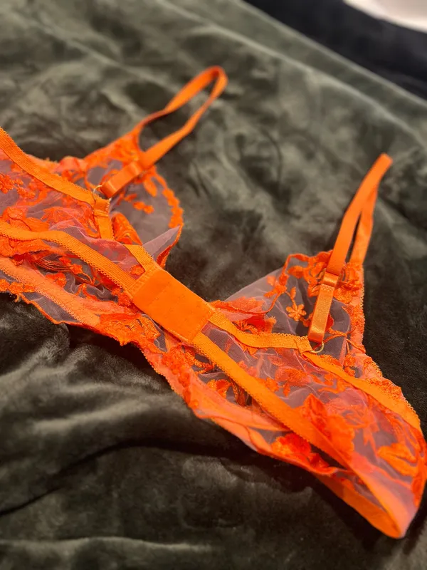 Neon Orange Lace Bra Size 34 C - Image 6