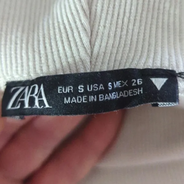 Zara Taupe‎ Sweatshirt Women's Small Mock Neck Cropped Cotton Loungewear Casual - Image 7