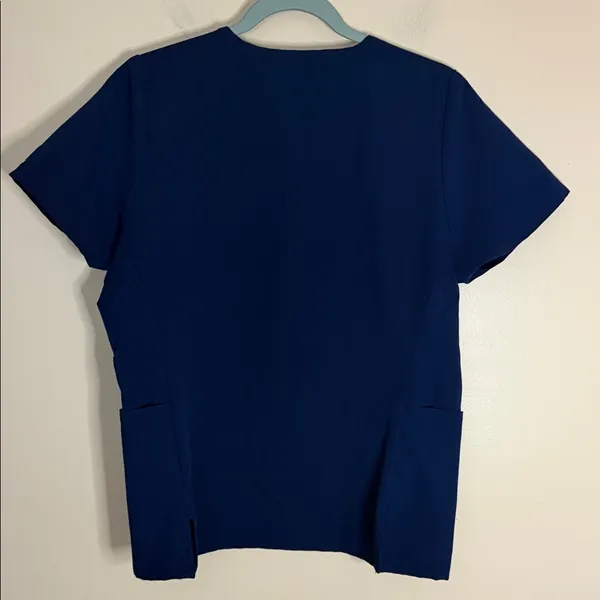 Mandala Women's Navy V-Neck Short Sleeve Scrub Top - Image 6