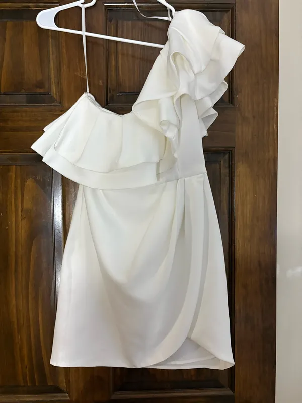 DO+BE Dress White One-Shoulder Ruffle - Image 2