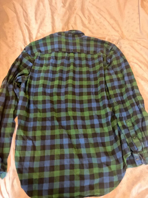 Eddie Bauer blue and green cotton flannel - Image 8