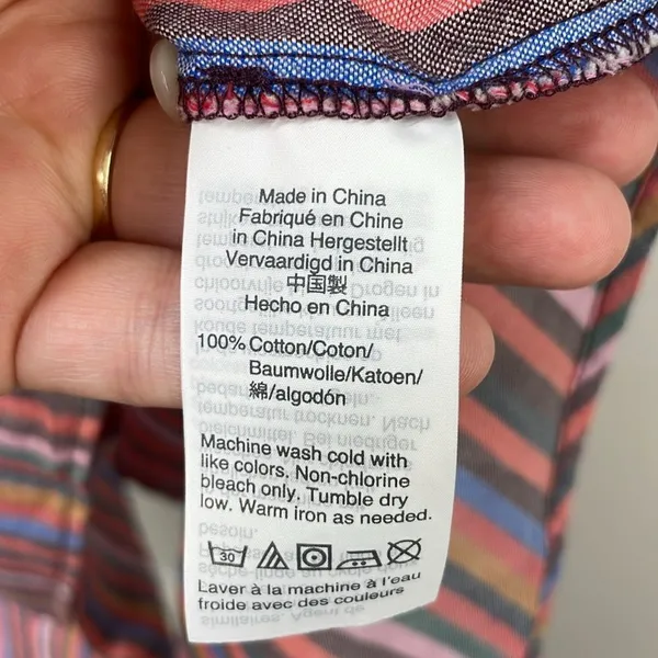 Madewell Womens Courier Button Back Shirt Rainbow Stripe Oversized size XS - Image 8
