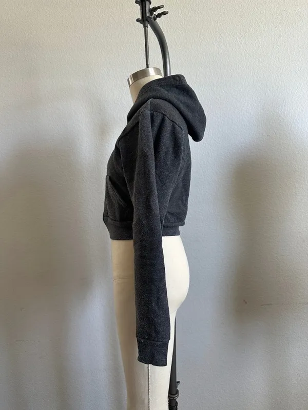 American Apparel Cropped Zip Hoodie Gray XS - Image 2