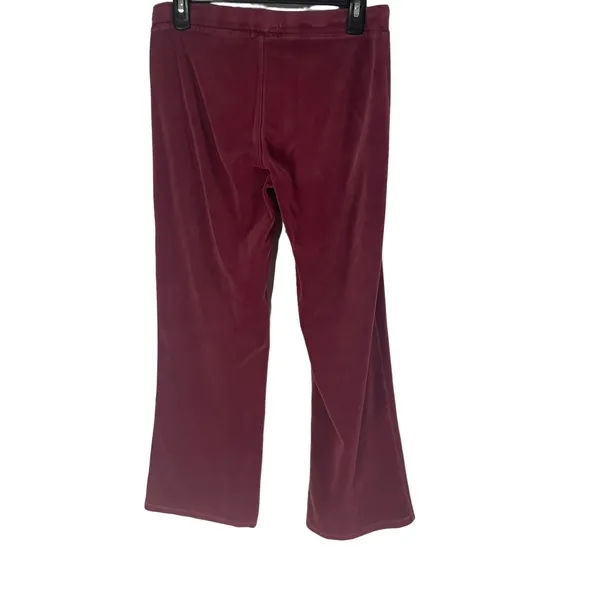 New York Laundry NYL Y2k Women Burgundy Velour Lounge Pants Drawstring Small‎ - Image 4