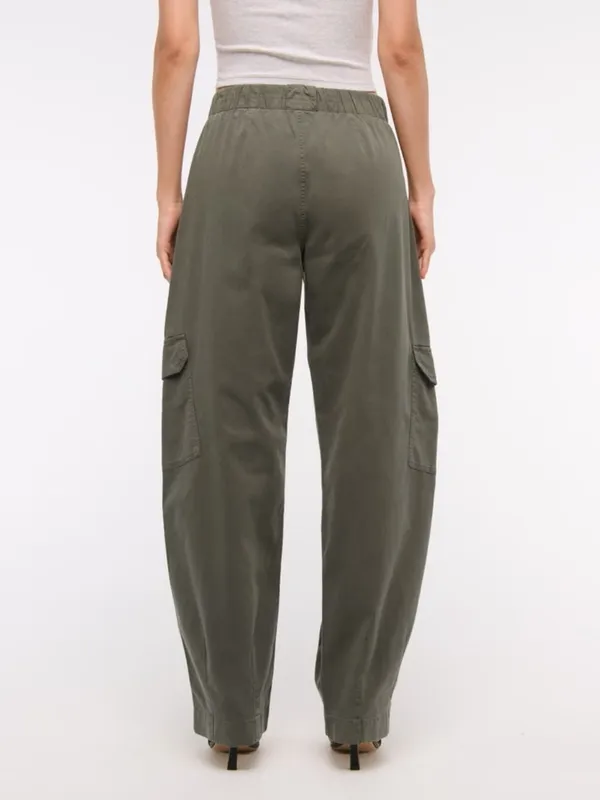 Abercrombie & Fitch Cargo Pants Barrel Leg Olive Green Elevated Casual Size 25/0 - Image 3
