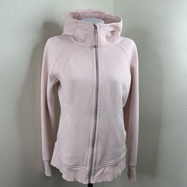 Lululemon Scuba Light Pink Full Zip Hoodie Jacket Women’s Sz 10 W4AWMS - Image 2