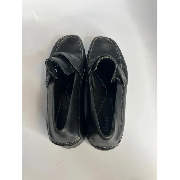 Y2K Bass Josephine black leather loafers lug sole women's size 9 Casual nautical - Image 5