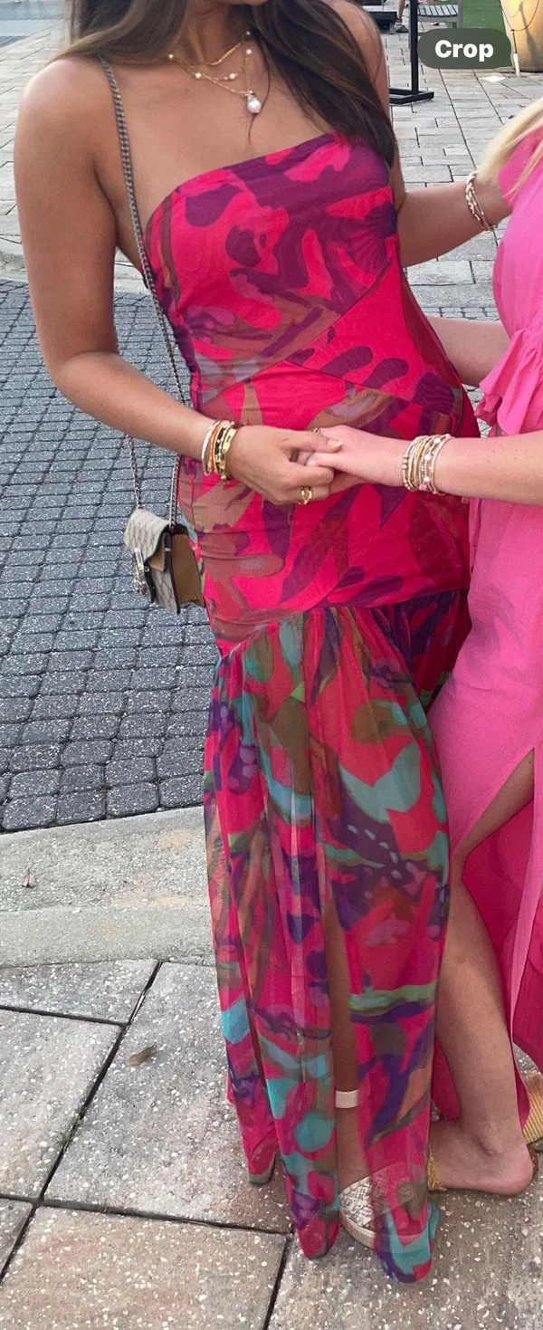 Floral Assymetrical Maxi Dress Multi - Image 5