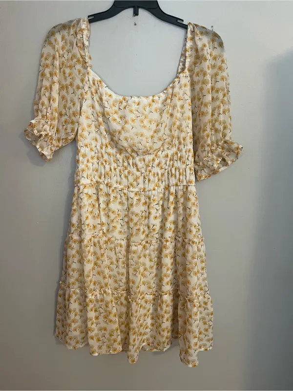 Altar'd‎ State Cream Dress with Yellow Floral Print - Image 2