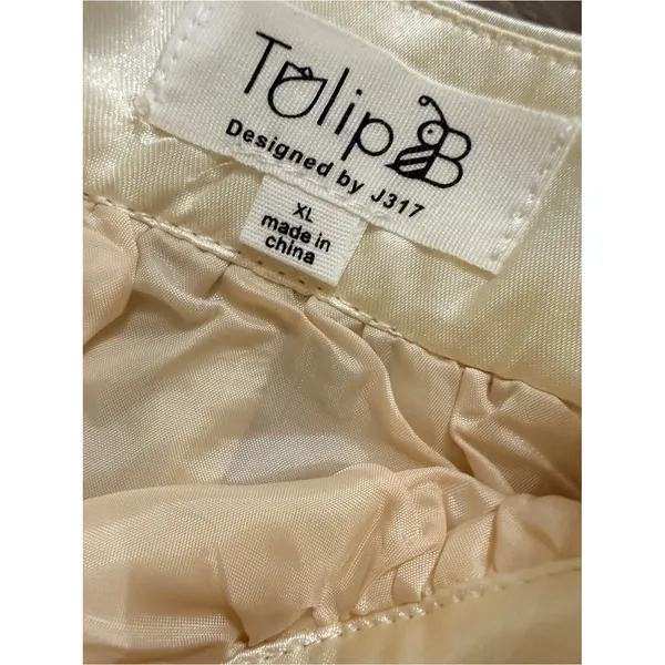 Ivory Swiss Dot‎ Mesh Overlay Mini Skirt NWT Women's XL Coquette Tulip B - Image 3