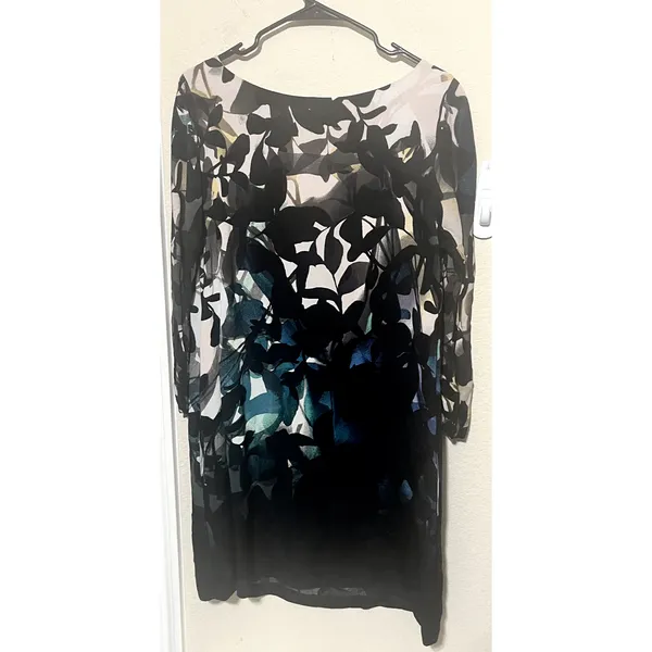 Maeve Anthropologie Shift Dress Womens sz M Shaded Garden long sleeve‎ black - Image 11