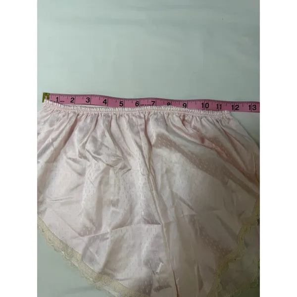 Paramount‎ Pink Satin Lace Cami Tap Shorts Pajama Set Vintage USA Small Coquette - Image 7