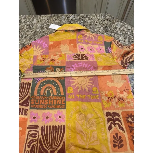 Calypso St. Barth blouse Patchwork Button Down Cotton Lightweight Size‎ Small - Image 10