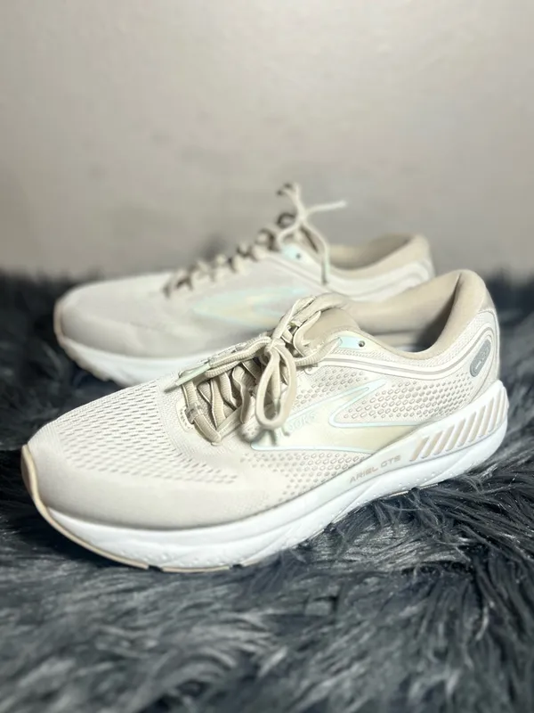 BROOKS ARIEL GTS 23 CHATEAU GREY/WHITE SAND RUNNING Beige/White Sneaker Sz8.5 - Image 5