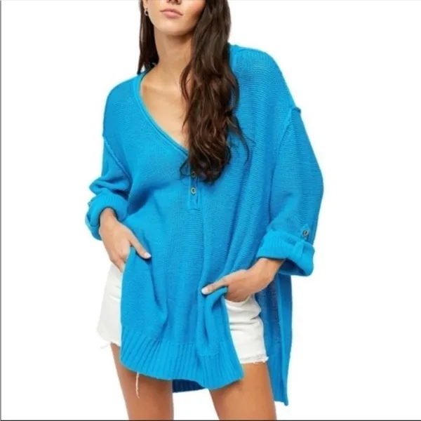 Free People Firefly‎ Tunic Sweater in Blue Size Small - Image 14