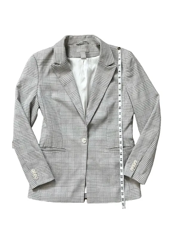 H&M Glen Plaid Single Button Notch Lapel Suit Jacket Lined Blazer Size Small - Image 10