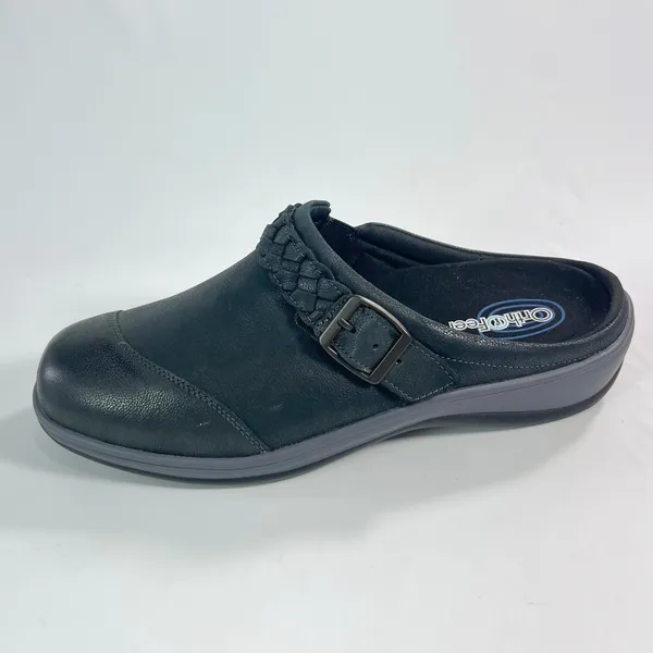 Orthofeet Irma Womens Size 11 Medium Black Leather Orthopedic Comfort Clog Mules - Image 6