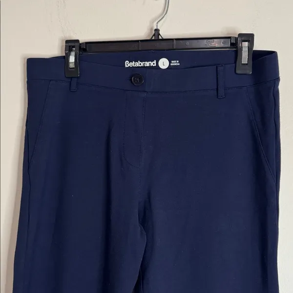 Betabrand Classic DPYP Dress Pant Yoga Pants Straight in Navy size L - Image 4