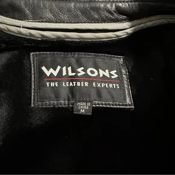 Vintage 90s Wilsons Leather Black Genuine Leather Jacket‎ Coat Size M - Image 6