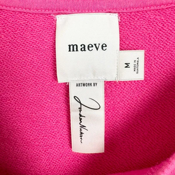 Anthropologie Jordan Nickson Bisou Bisou Sweatshirt Cotton Stretch Pink Medium - Image 3