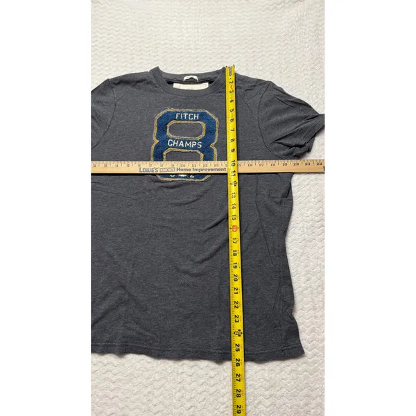 Abercrombie & Fitch Muscle Fit T-Shirt Gray Chenille Varsity Patch Size M - Image 5
