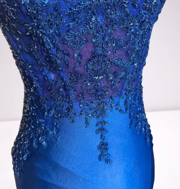 Royal Blue Mermaid Prom Gown w/Slit Style 16058 Size 2 - Image 10