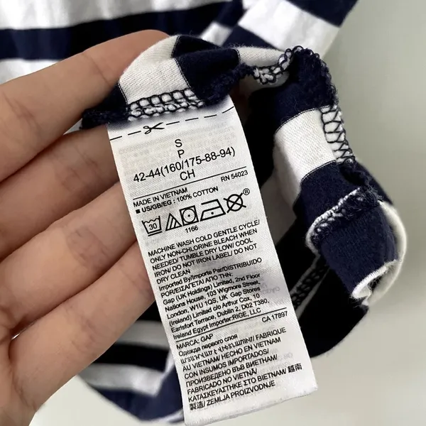 GAP navy blue white striped short sleeved vintage‎ t-shirt cotton top summer - Image 4