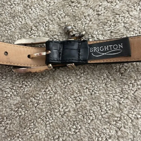 Vintage Brighton Black Leather Belt With Golf Bag and Charms Buckle Small - Image 5