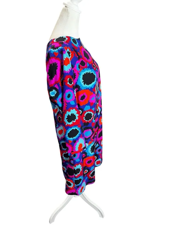 Alice & Trixie 100% Silk Psychedelic Floral Shift Dress NWT M 3/4 Sleeve - Image 3