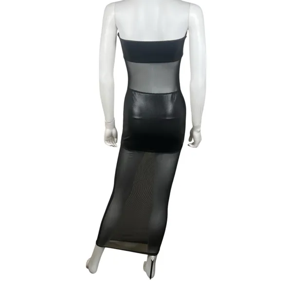 superdown Sheer Panel Black Strapless Maxi Dress - Image 6