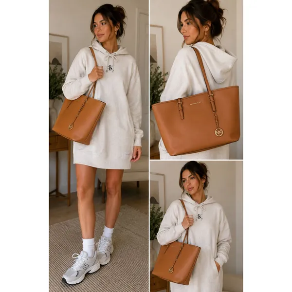 MICHAEL KORS Quinn Shoulder Tote‎ Bag Camel - Image 2